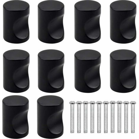 10 Stück schwarze Schubladengriffe, Möbelknöpfe, runde Schubladenknöpfe mit einem Loch, moderne Türknöpfe, Möbelgriffe für Schrank, Kleiderschrank, Küche, Kinderzimmer