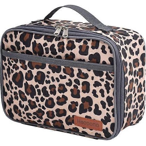 Boîte à lunch pour enfants, sac isotherme réutilisable, sac alimentaire thermos avec doublure imperméable, boîte à lunch pour l'école, le travail, les pique-niques (Léopard)