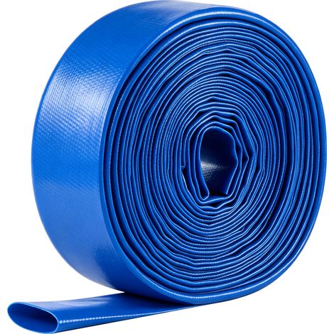 Mophorn Tuyau de refoulement 1-1/2" x 15,2 m en PVC plat, conçu pour les pompes de lavage à contre-courant, compatible avec les filtres à sable et les pompes de piscine. Durable et efficace, bleue (1/5)