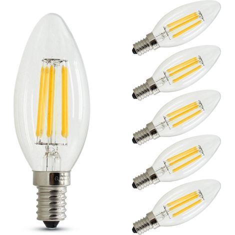 Ampoule E14 Bougie à Intensité Variable Flamme,4W Equivalence Incandescence 40W,Blanc Chaud(2700K),400lm,Lot de 6 [Classe énergétique A+], (1/4)