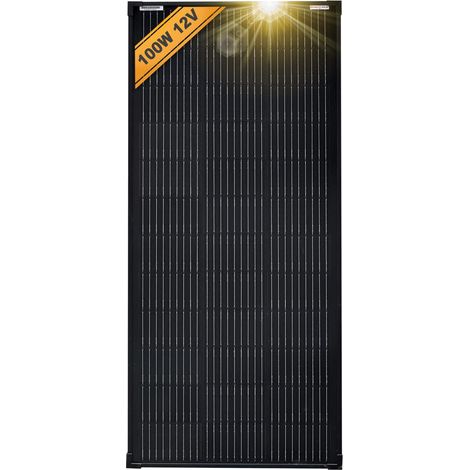 Panneau solaire monocristallin 100 W Noir 12V Panneau solaire photovoltaïque pour camping-car, abri de jardin, bateau (1/5)