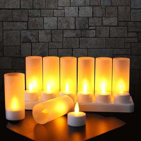 Bougies LED Rechargeables - Lot de 12 - Flamme Vacillante - Autonomie 12-15h - Charge USB - Décoration-Ywey (1/4)