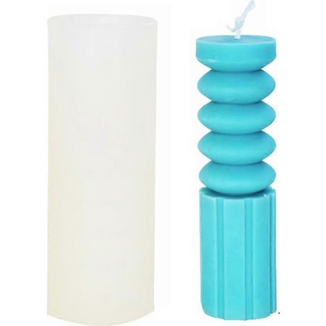 Gestreifte zylindrische Kerzen-Silikonform, DIY-Säulenkerzen-Harzform