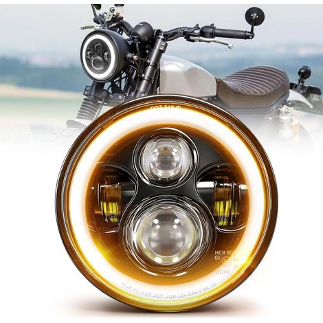 7 Pouces Phare LED Moto Rond 4 Modes Eclairages DRL Blanc Clignotant Ambre L'intégration Compatible avec Touring Ultra Classic Electra Street Gli-de Tri Cvo Heritage So-ftail (1/5)