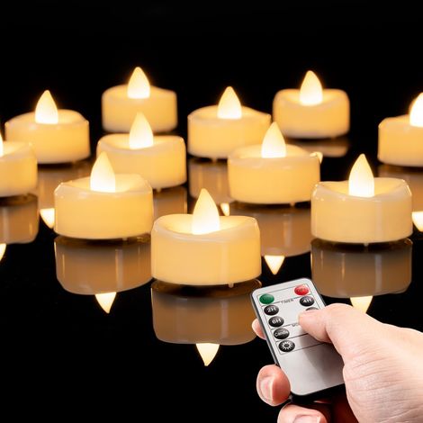 12 led flammenlose Kerzen mit Timer und Fernbedienung, 2/4/6/8 Timer elektrische flackernde batteriebetriebene teelichter, led votivkerzen Kerzen für Zimmer Decor (1/5)