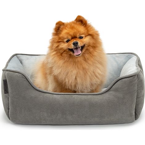 lionto Hundebett – 2-in-1 Wendekörbchen, weich gepolstert & pflegeleicht, mit tiefem Einstieg, 60x50 cm, hellgrau/dunkelgrau