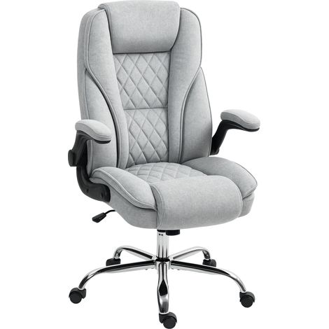 Bürostuhl, ergonomischer Bürostuhl, höhenverstellbar, hochklappbare Armlehnen, 70 x 70 x 114–122 cm, grau