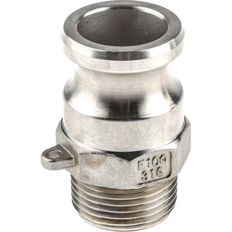 Adaptateur cannelé Partie F RS PRO Mâle Droit 1pouce, BSPT 1" male, en Acier inoxydable ( Prix pour 1 )