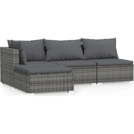 Maison Exclusive - 4-tlg. Garten-Lounge-Set mit Kissen Grau Poly (1/5)