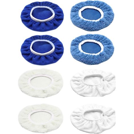 Ensemble de tampons de polissage de voiture, 8 pièces, housse de polissage en microfibre, laine de coton, molleton de corail pour polisseuse 6 pouces (1/5)