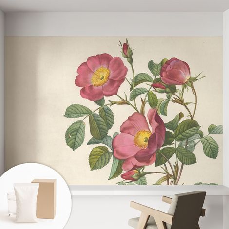 Tapete Vliestapete mit Kleber - abwaschbar - Arbeitszimmer - Esszimmer- Top Qualität Rosenmotiv 152x104 cm (1/5)