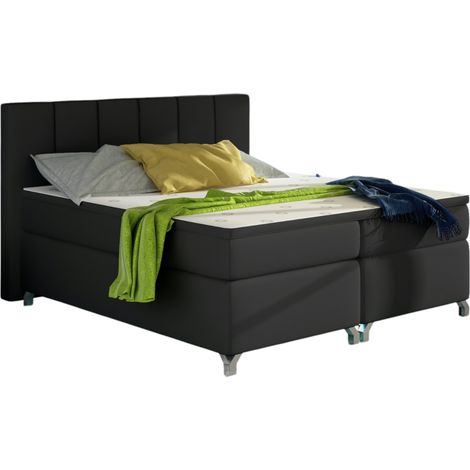 Lit boxspring 160x200 simili cuir noir Balfor (1/3)