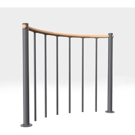 Minka Brüstungsgeländer mit vertikalen Stäben und Holz-Handlauf rund Buche Grau 120cm (1/3)