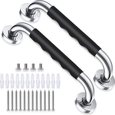 Barre d'appui pour toilettes, lot de 2, 30 cm, barre d'appui antidérapante pour salle de bain, poignée de douche en acier inoxydable pour personnes âgées/handicapées/enfants/enceintes (1/4)