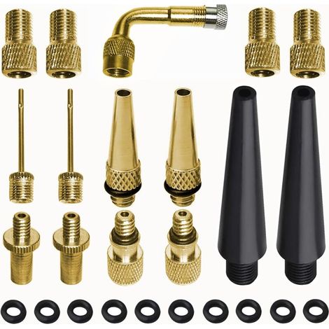 Adaptateur de pompe à vélo, adaptateur de valve pour pompe à pneu de vélo AV DV SV, avec adaptateur de compresseur de tête de gonflage (25 pièces) (1/5)