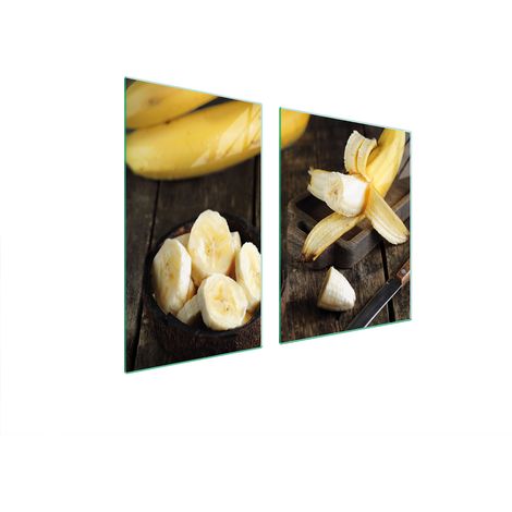 ASSIETTE EN VERRE et PLANCHE À DÉCOUPER 100x52 BANANE (1/5)