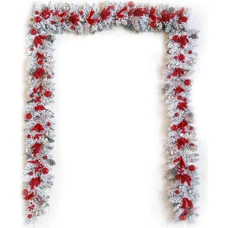 Couronne de Noël artificielle en rotin recouvert de neige, arbre renversé, nœud rouge, ruban, mise en page de la scène, boules brillantes, décoration de porte de Noël, guirlande suspendue pour fête (1/4)