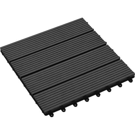 Terrassenfliese 11 pcs Schwarz 30 x 30 cm WPC vidaXL