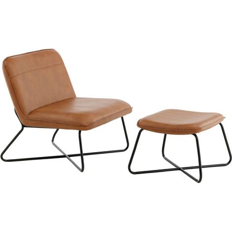 Fauteuil & Pouf Design "X-Lounge" 74cm Marron (1/5)