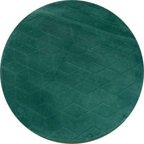 Alfombra redonda STRADO con diseño de conejo 3D, suave como un conejo, antideslizante, 140 cm, color verde botella.
