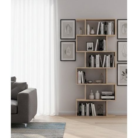 Libreria - 5 Ripiani Installazione a Muro, Marrone Rovere, -, 80x25x190h cm Ambato