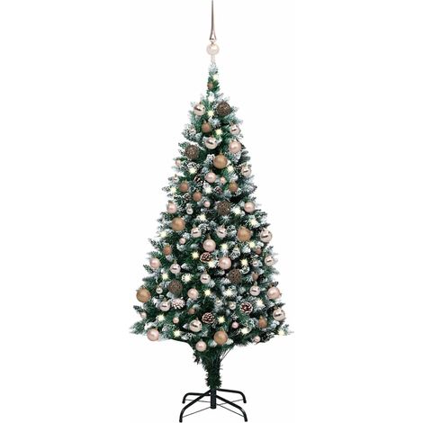 vidaXL Artificial Christmas Tree with LEDs&Ball Set&Pine Cones 150 cm (1/5)