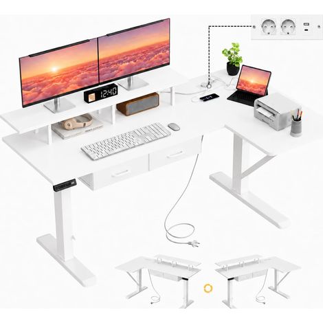 Bureau d'angle électrique réglable en Hauteur en Forme de L (1/5)