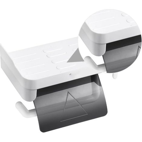 Dérouleur papier toilette - avec étagère - sans perçage - ABS (1/5)