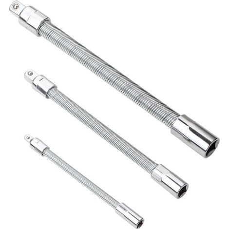 RHG Rallonge flexible Porte-embout pour perceuse, tournevis (145/200/250 mm)Manchon tige d'extension bielle élastique bielle universelle 3 pièces