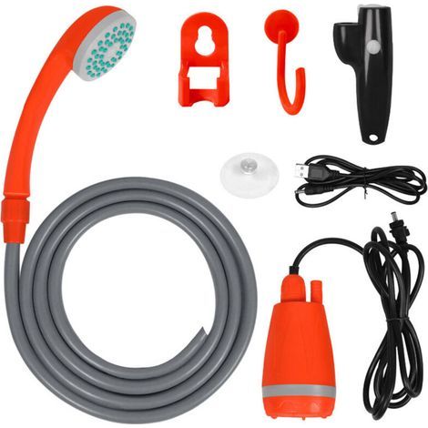 Car shower, portable, USB, electric, rechargeable, lithium battery, orange (1/3)