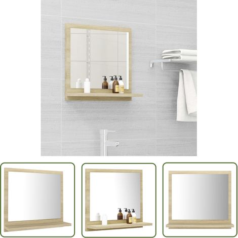 The Living Store Badspiegel Sonoma-Eiche 40x10,5x37 cm Holzwerkstoff - Badspiegel - Wandspiegel - Badezimmerspiegel - Sonoma-Eiche - Holzwerkstoff (1/5)