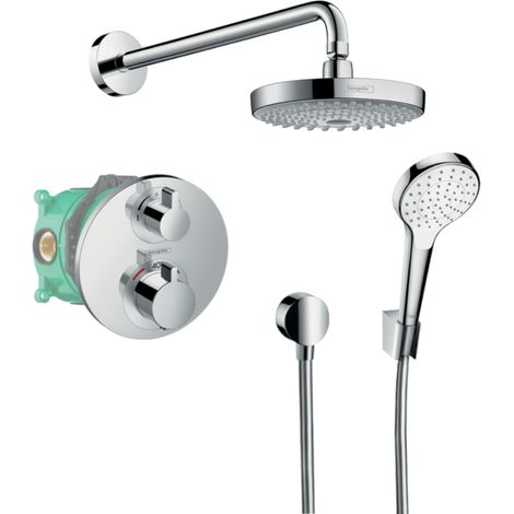 Hansgrohe Croma Select S - Conjunto de ducha 180 con termostato Ecostat S, 2 chorros, cromo 27295000 (1/5)
