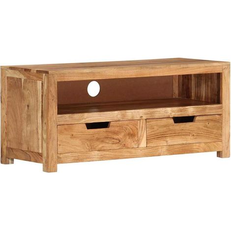 vidaXL Meuble TV 88x35x40 cm bois d'acacia massif (1/5)