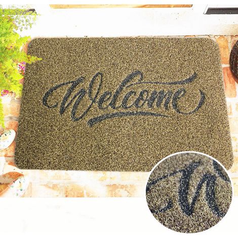 Tapis de Bienvenue en Fibre de Polyester, Anti-Dérapant pour Intérieur et Extérieur, Paillasson d'Entrée (1/5)