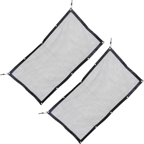 Barrera de seguridad para mascotas de 115x62 cm en malla de nailon negra, 2 unidades, instalación estable. (1/5)
