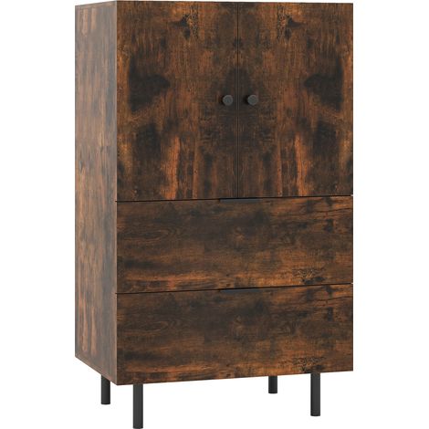 COSTWAY Sideboard Buffet Cabinet 2-Door Serving Cupboard with Drawers-Brown (1/5)