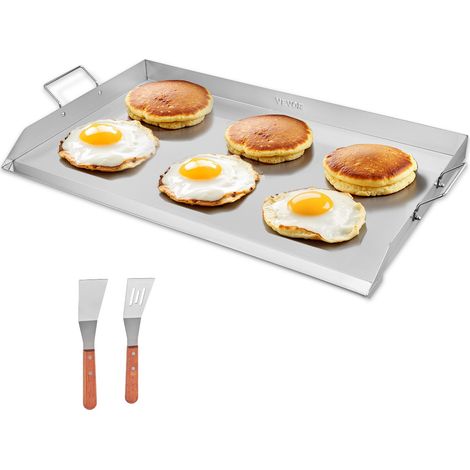 VEVOR Piastra in Acciaio Inox, Piastra Rettangolare Universale da 910x525 mm, Piastra a Gas, Pentole Spaziose da Fornello Portatili per Famiglie con Manico, per Campeggio Eventi da Esterno