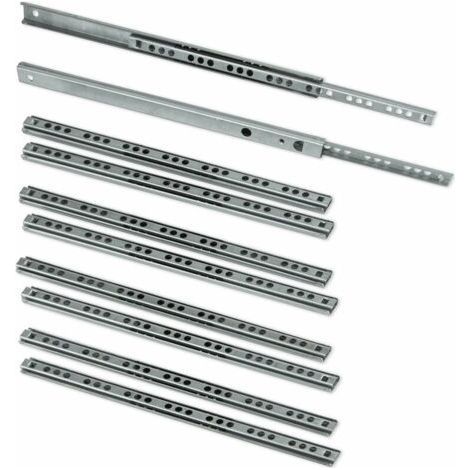 Coulisse pour tiroirLot de 5 paires (10 pièces) Coulisses/Glissières à Billes Extrait Partie 17mm x 278mm pour Tiroir, Zingué (1/4)