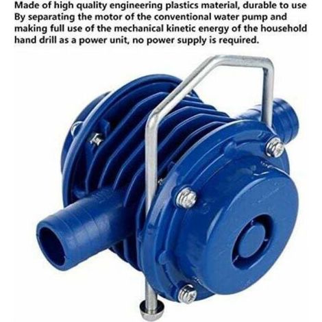 Pompe à eau pour perceuse – Auto-amorçante sans fil – Jardin, nettoyage – Bleu 12,5x8x10,8cm (1/4)