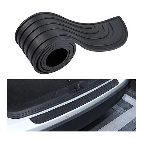 Protection Pare Choc Voiture,90cm x 7cm Protection de Seuil de Chargement en Caoutchouc, Protecteur Pare-Chocs Arrière Autocollante,Compatible avec la Plupart des Voitures (1/5)