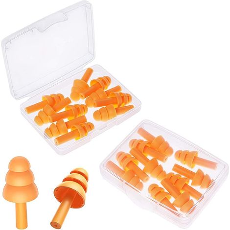 Ahlsen Tapones para los oídos de silicona, 10 pares de tapones para los oídos para nadadores, protección auditiva para adultos para dormir, viajes, color naranja (1/5)