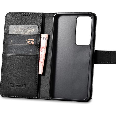 Funda tipo cartera de cuero para Samsung Galaxy S23+ Funda tipo cartera negra (1/5)