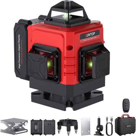 Niveau Laser Vert 16 Lignes Auto-nivelant Rechargeable Télécommande 5m Précision ±1mm/5m Avec Support Magnétique Base Métal Plateforme Aluminium IP54 pour Chantier Bricolage Carrelage (1/5)
