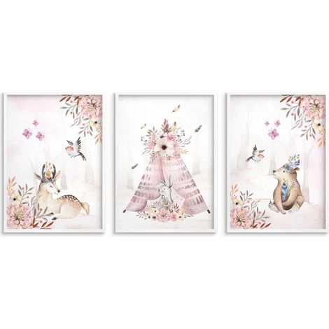 Affiches pour enfants Cadre blanc Images pour une chambre de fille au mur (1/5)
