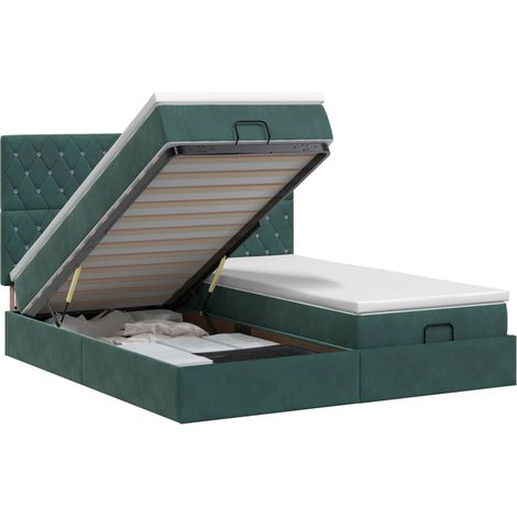 Maison Exclusive - Letto ottomano con materasso 2 pz Verde Scuro Velluto (1/5)