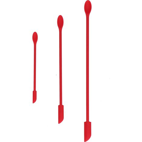 Mini-Spatel, rot, 3-teilig – Silikonspatel mit Doppelkopf für Marmelade, Kuchencreme und Make-up