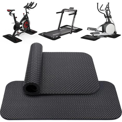 Lot de 2 tapis de protection de sol pour appareils de fitness et vélos d'appartement - 63,5 x 30 cm - 5 mm - Antidérapant - Double face - Pour équipement de sport à la maison et la gym (1/5)
