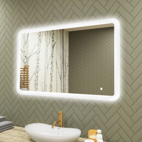 Artforma Miroir salle de bain LED, 100x70, Interrupteur tactile, LED Dual, Miroir Arrondi (1/4)