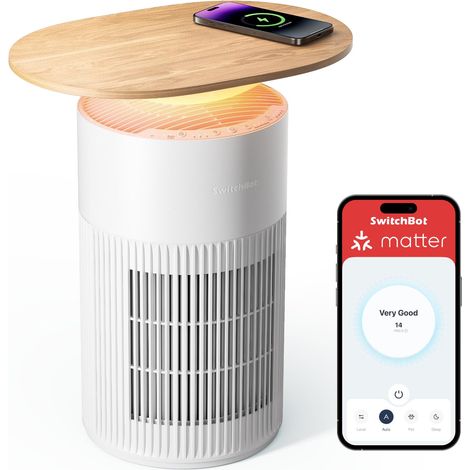 Purificateur D'air Avec Application Et Veilleuse, CADR 400m³/h, Jusqu'à 83㎡, Filtre HEPA Élimine 99.97% Moisissures Poussières, Mode Sommeil 20dB, avec Table (1/5)
