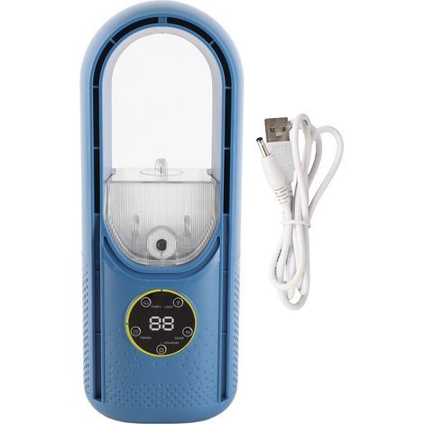Tischventilator ohne Rotorblätter, 6 Geschwindigkeitsstufen, USB-Anschluss, LED-Licht, multifunktional, tragbar, für Büro oder Studentenwohnheim (1/5)